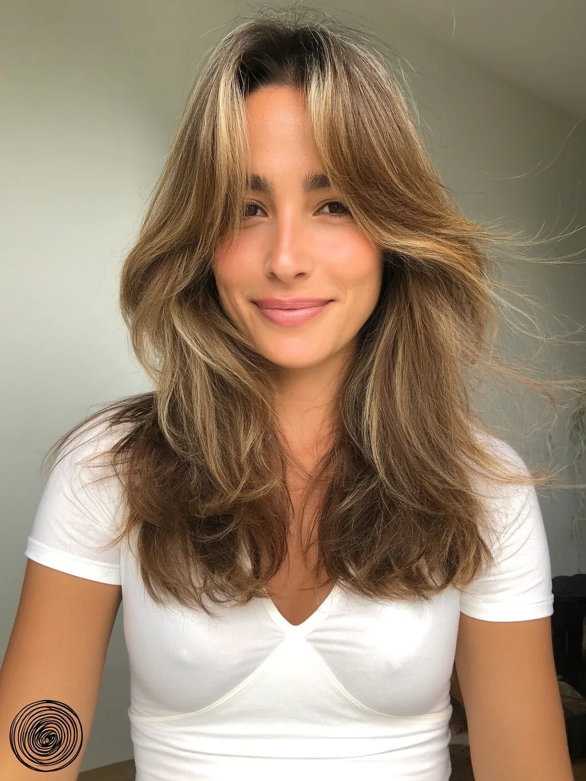 sun-kissed caramel balayage layered cut